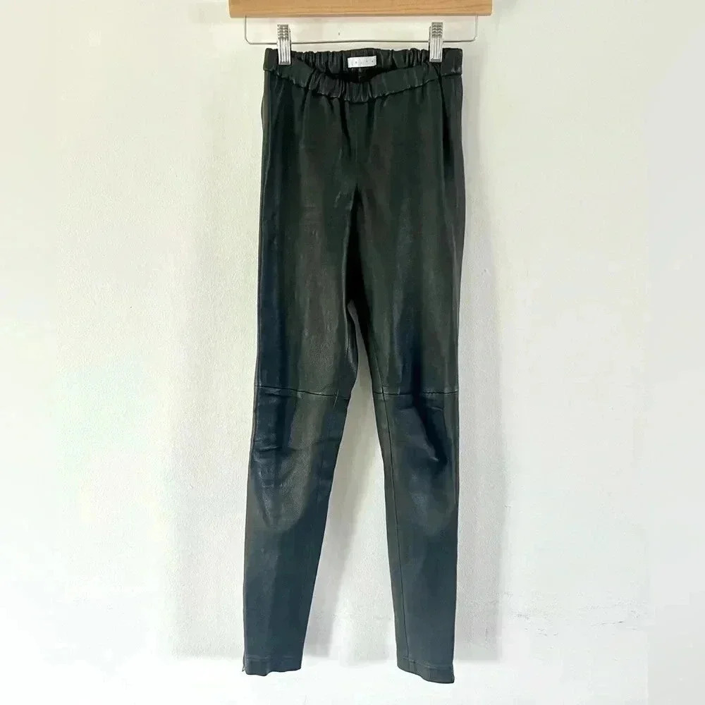 Leith Real‎ Leather Black Pull On Moto Legging Skinny Fit Pants Size XS